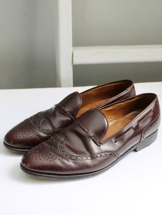Dieter Kuckelkorn Vintage Men\'s Brown Leather Dress Wingtip Loafers 1037 Size 11 main image 6